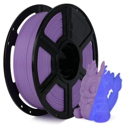 Image de FLASHFORGE Filament PLA rapide phosphorescent 1,75 mm, haut débit pour imprimante 3D, violet lumineux, max 500 mm/s, impression élevée, effet lumineux durable
