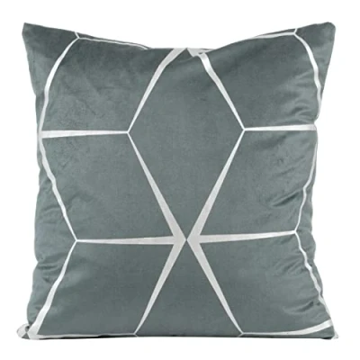 Image de Eurofirany Housse de Coussin élégante en Velours avec imprimé 45 x cm Doux Motif Losanges Argenté