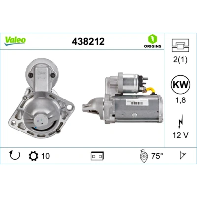 Image de VALEO 438212 Démarreur 12 1,8 10 NEW ORIGINAL PART OPEL: Combo C Van / Break, Astra H 3/5 portes, Corsa D VAUXHALL: Mk5
