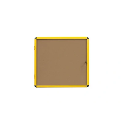 Image de Bi Office Vitrine d&#039;intérieur en aluminium jaune 12 x A4 fond liège