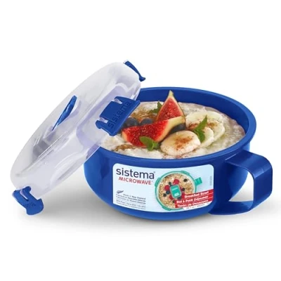 Image de Sistema Microwave Bol petit déjeuner Récipient micro ondes rond avec couvercle 850 ml Sans BPA couleurs assorties 1 pièce
