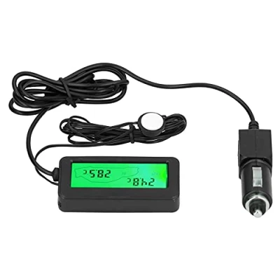 Image de Tissting Thermomètre Numérique à LED DC 12V Voiture Mini Electronique Température Mètre Intérieur Extérieur Fournitures Instrument de Mesure(Vert)