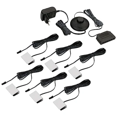 Image de SEBSON Eclairage de Vitrine avec 12V Prise et Interrupteur Set 6 des Étagères en Verre LED sous Blanc Chaud 3000K pour Étagère, Table 40x27x12mm
