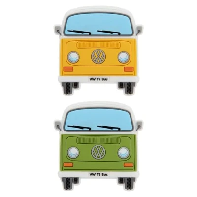 Image de BRISA VW Collection Volkswagen T2 Bulli Bus Lot de 2 aimants en Caoutchouc pour réfrigérateur, Tableau magnétique, Blanc, d&#039;affichage (Jaune et Vert)