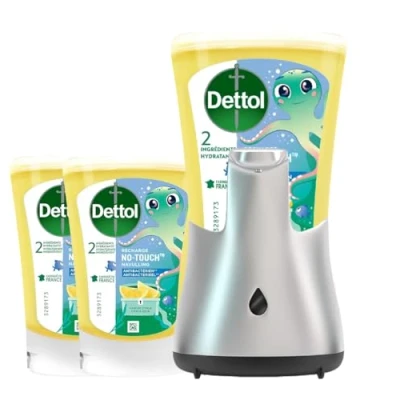 Image de DETTOL No Touch Kit Citron Distributeur Automatique Savon Liquide Mains et 2 Recharges 250ml (Citron)
