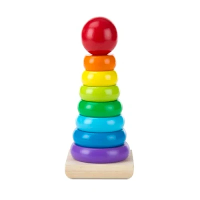 Image de Melissa &amp; Doug Empileur Arc en Ciel, Jouets d&#039;éveil /d&#039;activité et de développement 1er âge bois Montessori, Motricité, Résolution problèmes, Cadeau pour enfants 1 2 3 ans