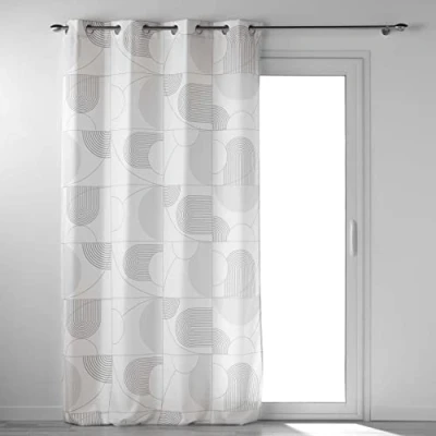 Image de Douceur d&#039;Intérieur Rideau, Polyester, Esquisse Blanc, 140 x 260 cm