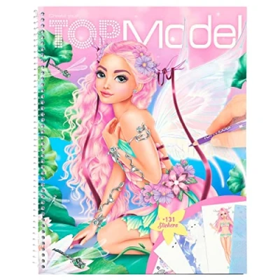 Image de Depesche 12147 Create Your TOPModel Livre Fantaisie de 78 Pages pour créer des Tenues Magiques, Cahier coloriage avec Planche Stickers et Pochoir, Multicolored