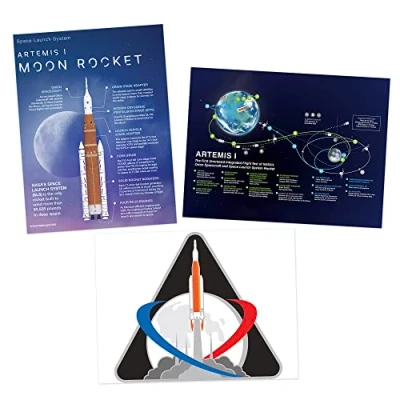 Image de Artery8 NASA Artemis 1 Moon Mission Rocket Space Launch System Flight Test Badge Emblem Wall Art Print Poster Pack of 3