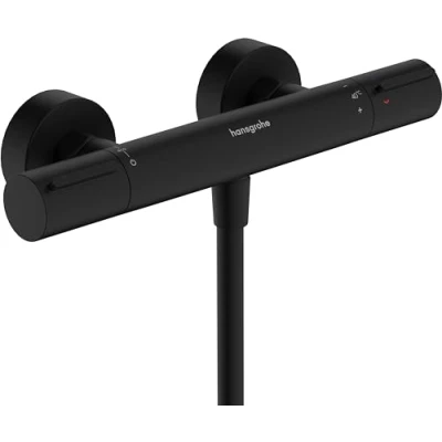 Image de hansgrohe Ecostat Element Mitigeur de douche thermostatique avec EcoStop+, Robinet apparent arrêt sécurité (SafetyStop) à 40C, Thermostat 1 sortie, Noir mat, 13346670