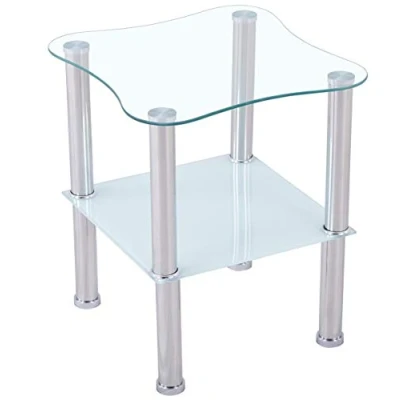Image de Euro Tische Table Basse en Verre avec de sécurité et Coupe à facettes Parfaitement adaptée comme d&#039;appoint/Table Salon 40 x 47 cm (Complétée, Satiné)