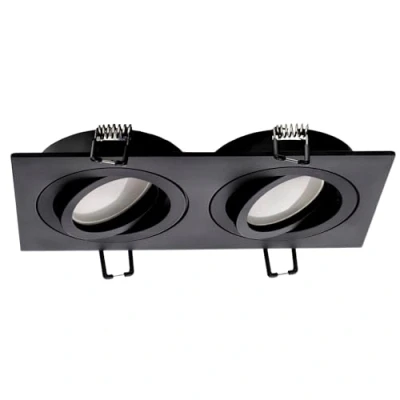 Image de EDO Spot Encastrable Double CERI 2 SQ Noir, Luminaire Plafonnier Carré Orientable, Éclairage de Plafond pour Salon, Luminaires Intérieur en Aluminium, Lampe Encastrée EDO777475