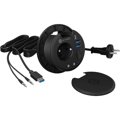 Image de ICY BOX IB HUB1430 CR Hub de bureau USB 3.0 2x Type A et 1x C Slot SD/MicroSD Combo Jack 3.5 mm