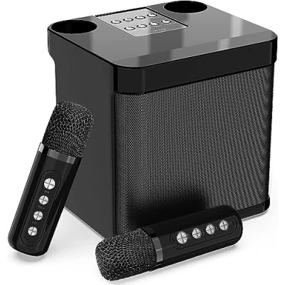 Image de Karaoke Adulte,Karaoke Enfant avec 2 micros sans Fil pour Le Chant, Enceinte système de sonorisation Portable la fête, Support Bluetooth, AUX, USB/TF