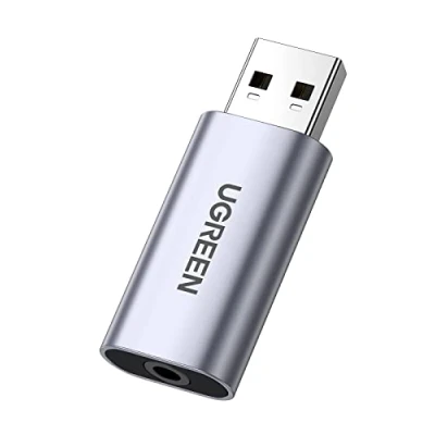 Image de UGREEN Carte Son Externe Adaptateur USB Audio vers 3,5 mm Jack Compatible avec PC Ordinateur Portable Casque Gamer Enceinte Microphone Raspberry Pi PS5 PS4 Pro Slim MacBook Mac Mini
