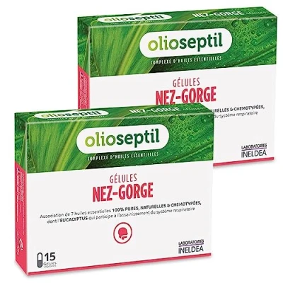 Image de OLIOSEPTIL® Nez Gorge Complexe de 7 Huiles Essentielles Pures et Chémotypées en Gélules Végétales L Vcaps® Dès 15 Ans Participe au Bon Fonctionnement du Système Respiratoire 2 x