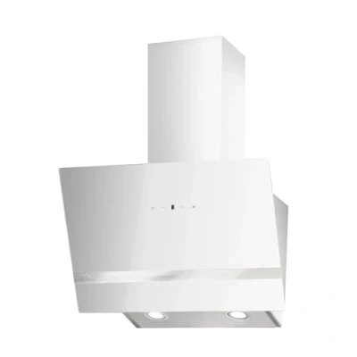 Image de Hotte aspirante Respekta sans tête inclinée 60 cm Boîtier métallique avec écran en verre blanc Fonction d&#039;évacuation et de recyclage l&#039;air CH24060WAM A 54 67,5 dB