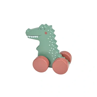 Image de Bébé Douceur, Jouet d&#039;Eveil en Bois avec roulettes 10 x 5 H10 cm Crocodile Savane