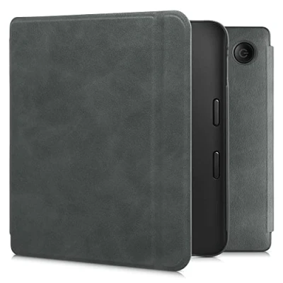 Image de kwmobile Étui Compatible avec Kobo Libra 2 Coque à Rabat magnétique Tablette eReader Similicuir Anthracite