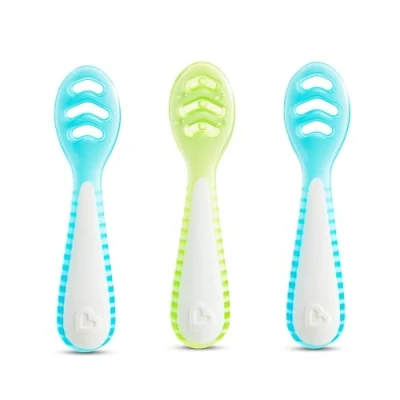 Image de Munchkin Gentle Dip Multistage First Spoons for Babies 4+ Months 3 Pack, idéal pour le Baby Led Weaning, design ergonomique, sans BPA