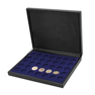 Image de Safe, Casjeute de présentation, Nova Deluxe UNO pour Monnaies Ø 37,5 mm. (20 pcs.) Noir dim: 245x200x35 par pc.
