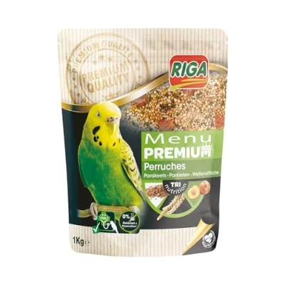 Image de Riga Menu Premium pour Perruches Mélange de Graines, Céréales et Protéines Végétales Concept Tri Nutrition Aide à Un Fonctionnement Intestinal Optimal 1 kg