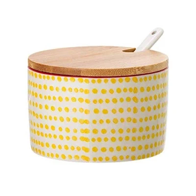 Image de Bloomingville Salière avec Couvercle et cuillère Susie Couleur Ø 10 cm, Jaune, Céramique, Capacité 250 ML