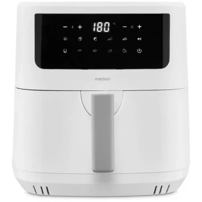 Image de MEDION Air Fryer P10 XL Duo (Double résistance, distribue la chaleur uniformément, capacité 6,8 L XXL, 2150 W, 9 programmes automatiques, ecran tactile digital, MD11750) blanc