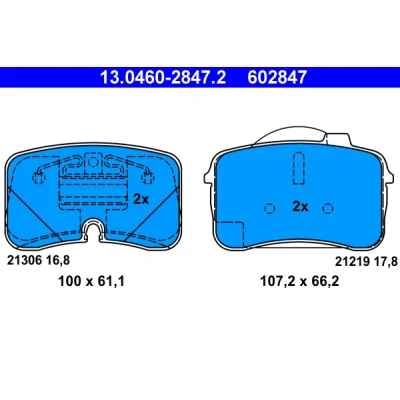 Image de ATE 13.0460 2847.2 Jeu de plaquettes frein préparé pour indicateur d&#039;usure, contact signal d&#039;usure exclu AUDI: 100 C4 Avant, Berline, V8