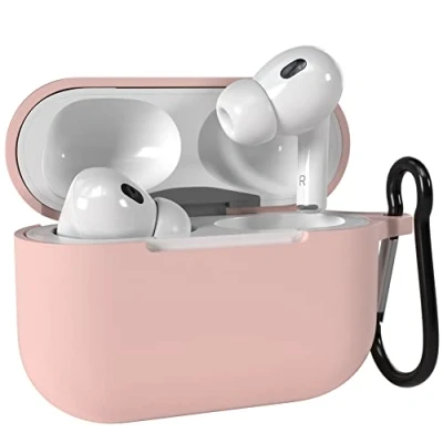 Image de EAZY CASE Étui de protection pour AirPods Pro 2 en silicone rose résistant aux chocs avec mousqueton adapté comme porte clés anti rayures étui antidérapant Airpod 2ème