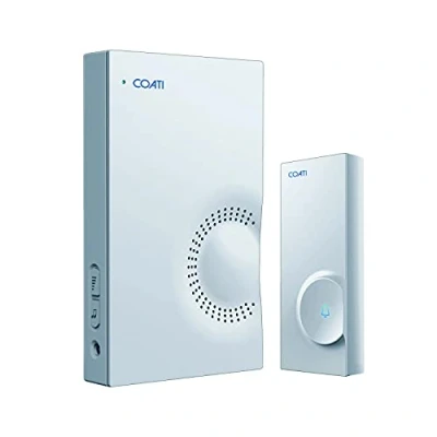 Image de SIMON Sonnette sans fil Coati, extérieure et intérieure, longue portée, interphone avec bouton poussoir, pour porte de maison, transmission maximale 100 m, Blanc