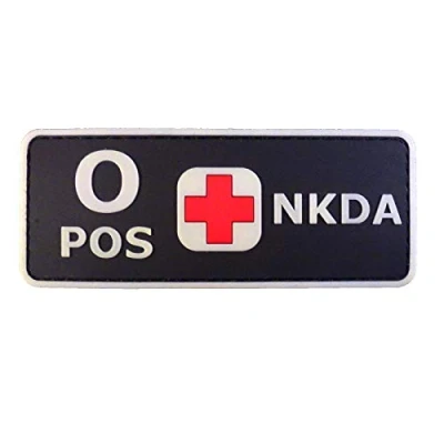 Image de PVC Rubber 3D GITD Touch Fastener Patch Blood Type NKDA Glow in the Dark Combat Tactical GID