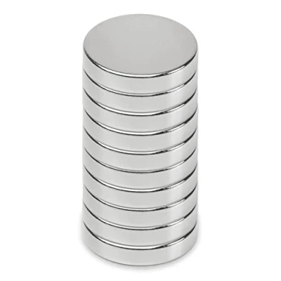 Image de MAUL Aimant Néodyme en Forme de Pastille, Lot 10 Aimants Ronds Particulièrement Puissants, au design Moderne, 15 x 3 mm, Charge Jusqu&#039;à 3, 2 kg, Argent