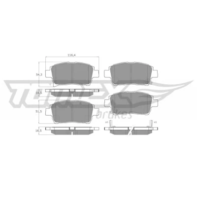 Image de TOMEX brakes TX 13 76 Jeu de plaquettes frein Essieu avant avec indicateur d&#039;usure TOYOTA: Yaris I 3/5 portes, Prius II Liftback, iQ