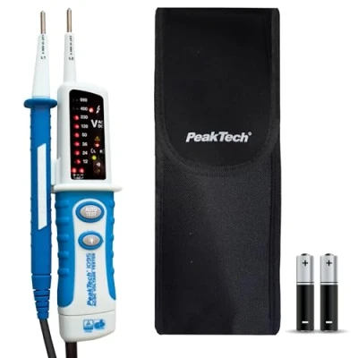 Image de PeakTech 1095 Testeur de Tension AC/DC 2 Pôles, Affichage LED, Résistant à la Poussière et aux Éclaboussures (IP64), Continuité, Voltmètre 12V 690V