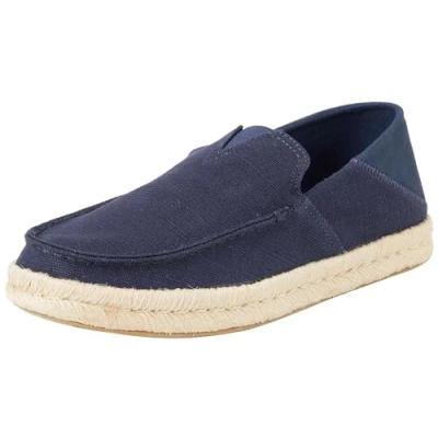 Image de TOMS Homme Alonso Mocassins en Corde Semelle, Toile Daim Heritage Bleu Marine, 47.5 EU