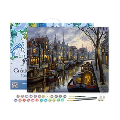 Image de Figured&#039;Art Peinture par Numéro Adulte avec Cadre Vie sur le canal Activité Manuelle Kit de Loisir Créatif DIY d&#039;Art Complet 40x50cm toile tendue châssis