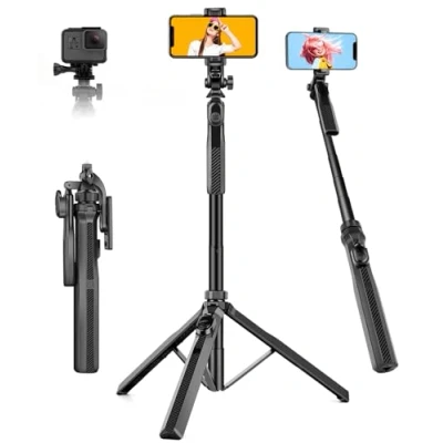 Image de JOILCAN 178cm Perche à Selfie, Extensible Trepied Smartphone avec Télécommande &amp; Poignée Anti Balancement, Portable Selfie Stick Trépied Telephone Monopode Telescopique pour iPhone/Samsung/Huawei