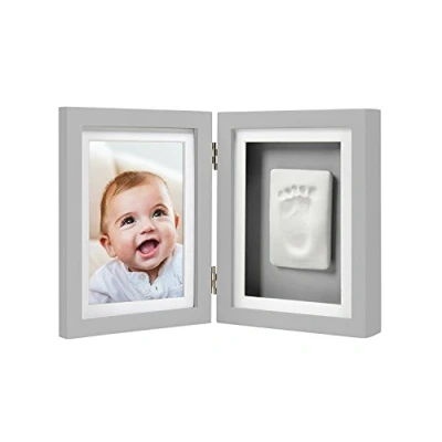 Image de Pearhead Babyprints Papier peint pour bébé et empreinte de bureau Cadre photo kit d&#039;impression, gris