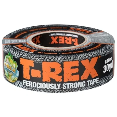 Image de T Rex Ferociously Strong Ruban adhésif en tissu pour réparation intérieur/extérieur Gris argenté 48 mm x 27,4 m