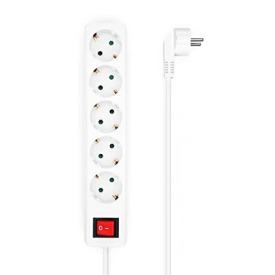 Image de Aisens Base Multiple 5 Prises Avec Interrupteur Câble 3x1.5mm2 1.4m Couleur Blanche
