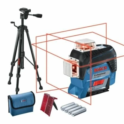Image de Bosch Professional Niveau Laser Lignes GLL 3 80 C (laser rouge, pour l&#039;intérieur, avec fonction d&#039;application, portée : jusqu’à 30 m, Trépied BT 150, 4 piles AA)