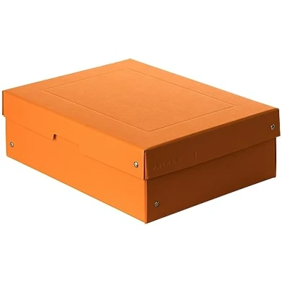 Image de Falken Ref. 22001840000F PureBox Pastel 1 boîte de rangement avec couvercle emballage cadeau sans plastique format A4 hauteur 100 mm poignée découpée entourée d&#039;un ruban orange