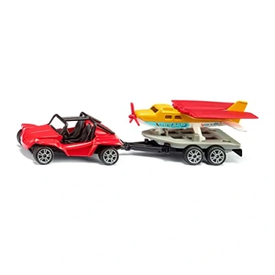 Image de siku 1696, Buggy avec Avion Sportif, Set de jouets, métal/plastique, rouge/jaune, Remorque, Pneus en Caoutchouc, Ailes d&#039;Avion Rabattables