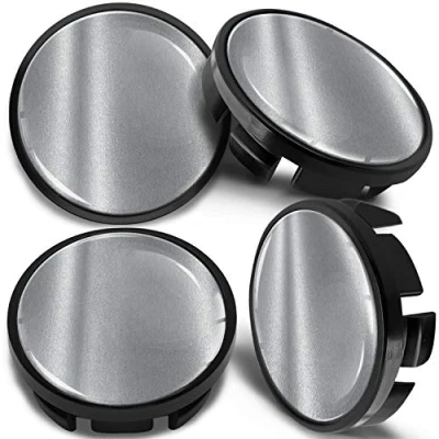Image de SkinoEu Lot de 4 Enjoliveur Cache Moyeux Capuchon Centre Roue 65 mm, Compatible avec VW Enjoliveurs 3B7 601 171 / 6U7 Noir Argent CV 3