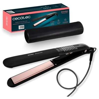 Image de Cecotec Lisseur de Cheveux Bamba RitualCare 1200 Titanium Ion Touch. 60 W, Revêtement en Titane, Sélecteur Tactile et avec Réel, Chauffage Rapide, Plaques Flottantes, Température Réglable