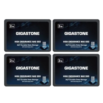 Image de Gigastone Enterprise ssd 2To NAS Cache (Lot de 4) 24 h/24, 7 j/7 Endurance élevée TLC 3D NAND Serveurs Centre Données Cloud Stockage en réseau Raid 2,5 Pouces SATA Disque Dur Interne