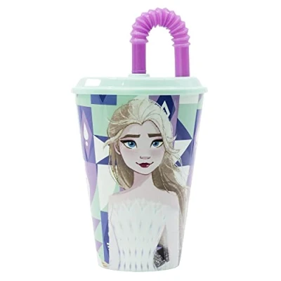 Image de GOBELET RÉUTILISABLE POUR ENFANTS AVEC PAILLE EN PLASTIQUE SANS BPA 430 ML FROZEN ICE MAGIC, Bleu Clair