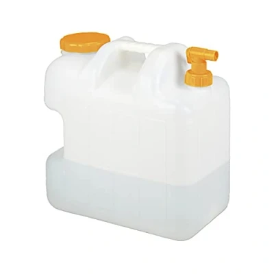 Image de relaxdays Bidon d’Eau avec Robinet, 25 litres, Plastique sans BPA, Couvercle, poignée, réservoir, Blanc/Orange