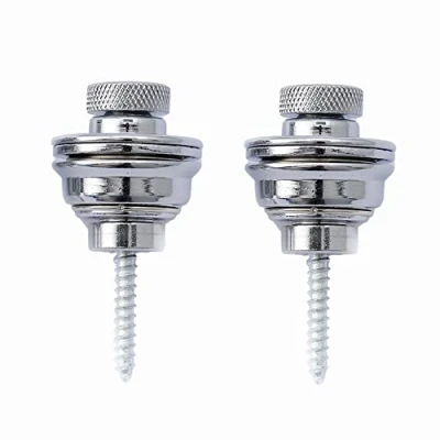 Image de Musiclily Guitare Attache Courroie Sécurité de Sangles Plat Strap Locks Buttons en Métal pour électrique Acoustique Strat Tele et Basse, Chrome(Lot 2)
